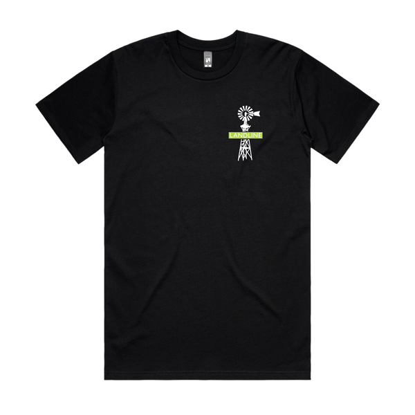 Landline Black T-Shirt with Line Art Design