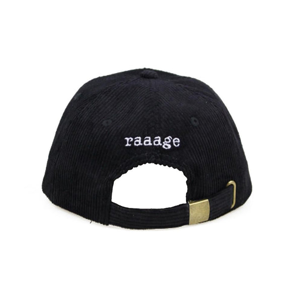 Black Corduroy Cap with full colour Embroidered Rage Logo